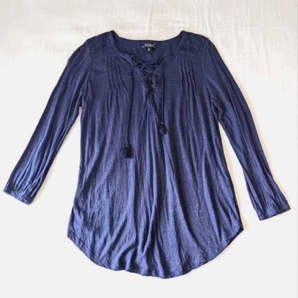 Lucky Brand Tassled tie chest Long Sleeve - Picture 1 of 9